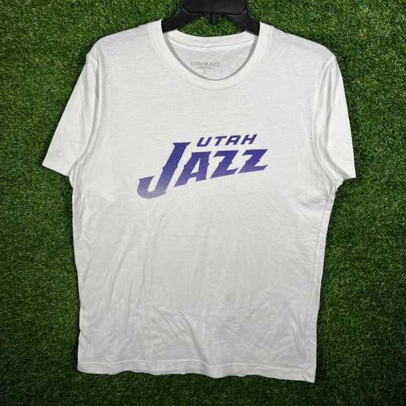 Utah Jazz Basketball Other - Utah Jazz Basketball T Shirt Mens Large White Purple Graphic Tee NBA